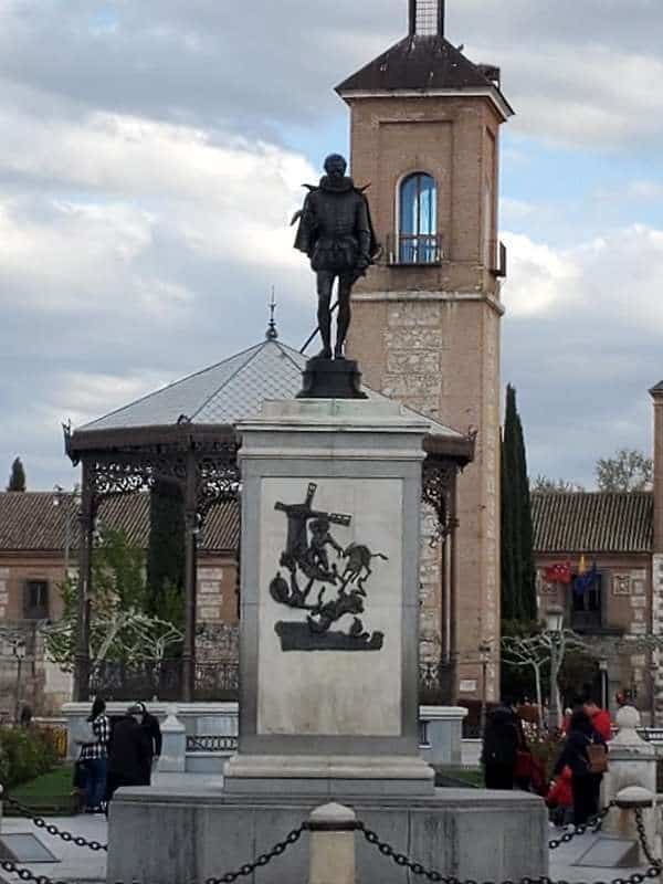 Miguel de Cervantes monument at Plaza Cervantes in Alcala de Henares