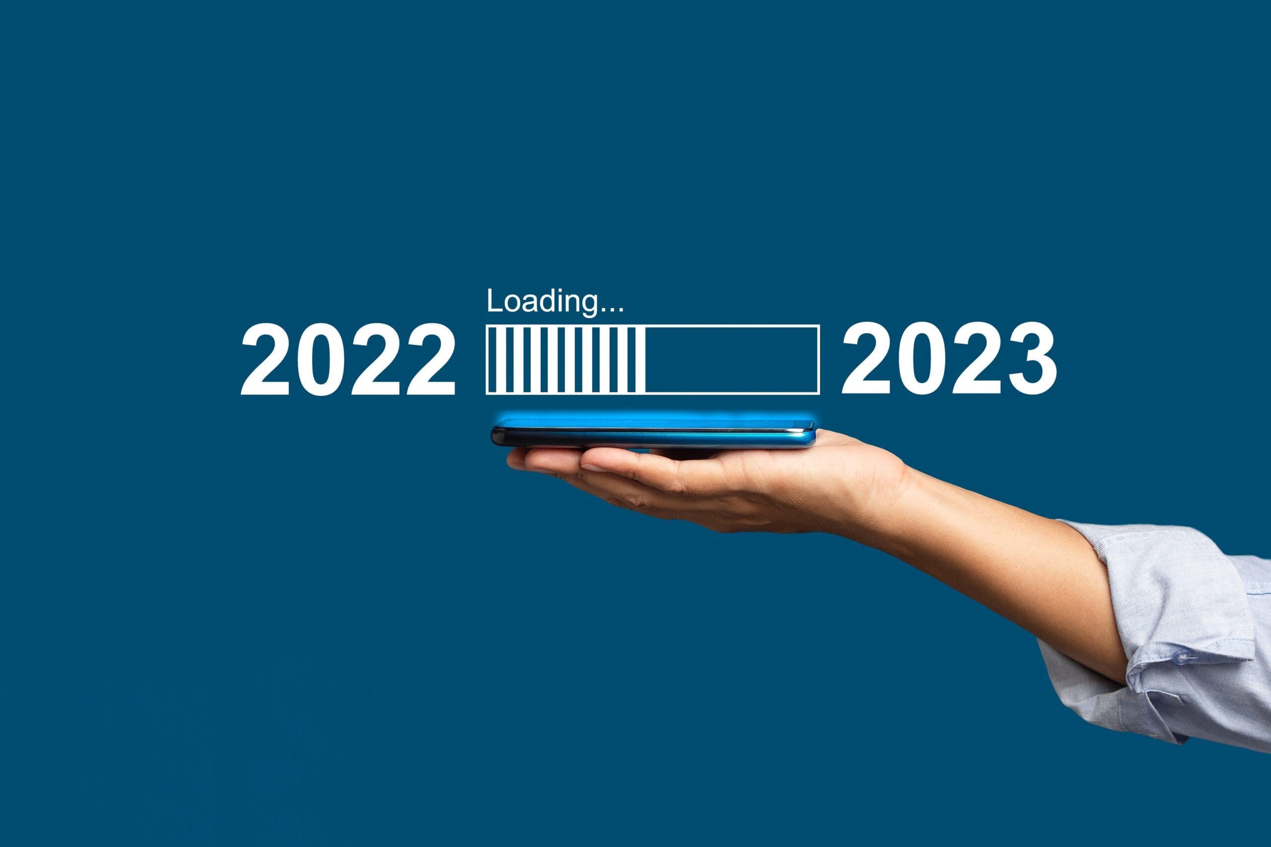 Countdown to 2023 concept. The virtual download bar with loading