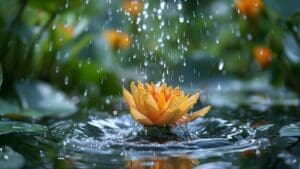 water lily rain