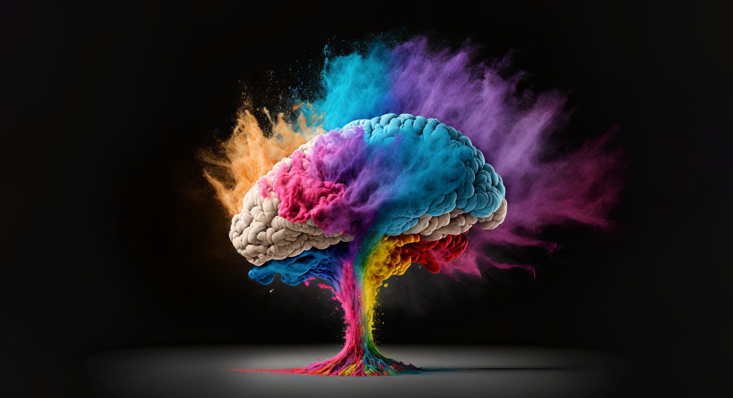 Concept art of a human brain exploding with knowledge and creativity. generative ai