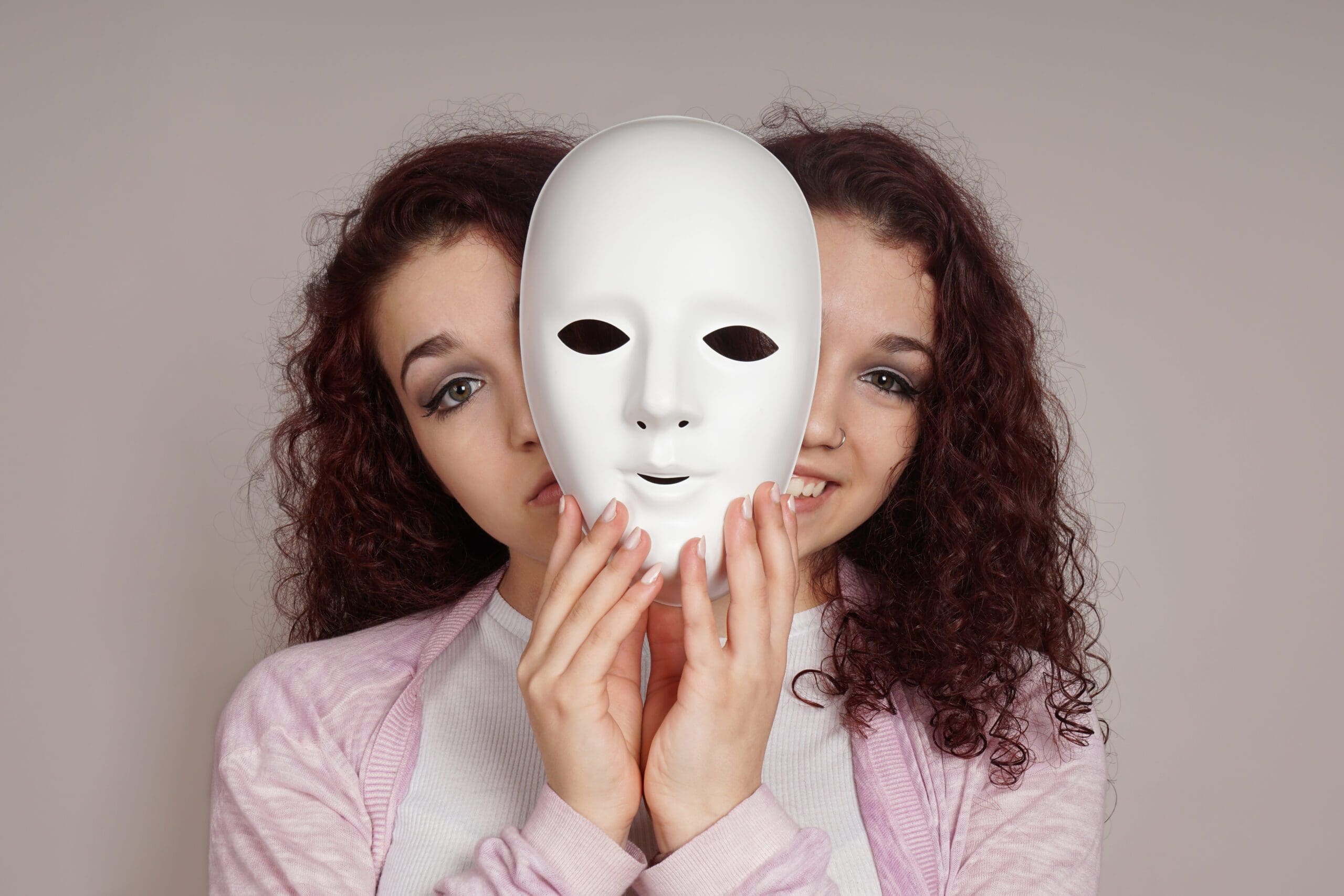 two-faced woman sad and happy