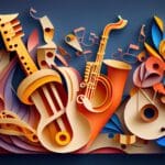 Creative music background. Musical abstract illustration, paper art. Created with. Generative Ai